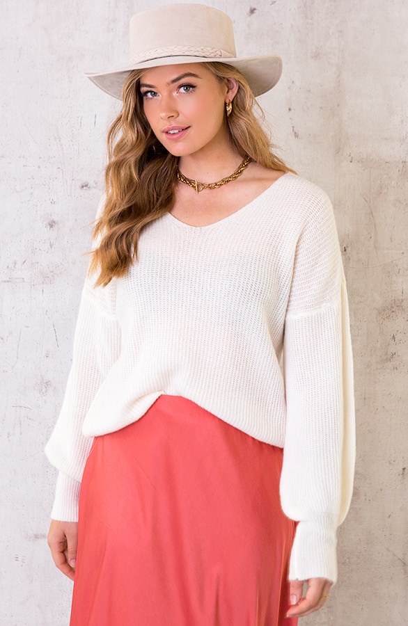 Basic Soft V-Trui Ecru – shoparchief, foto 5