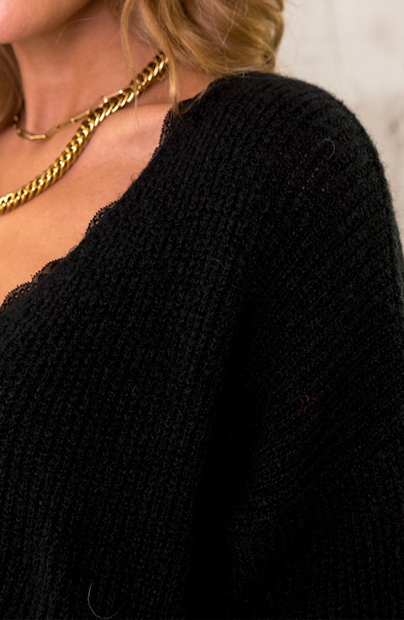 Basic Soft V-Trui Zwart – shoparchief, foto 4