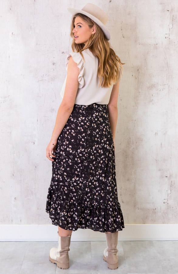 Bloemen Rok Midi Zwart – shoparchief, foto 4