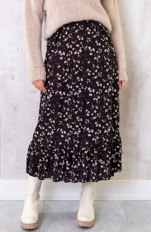 Bloemen Rok Midi Zwart – shoparchief, foto 6