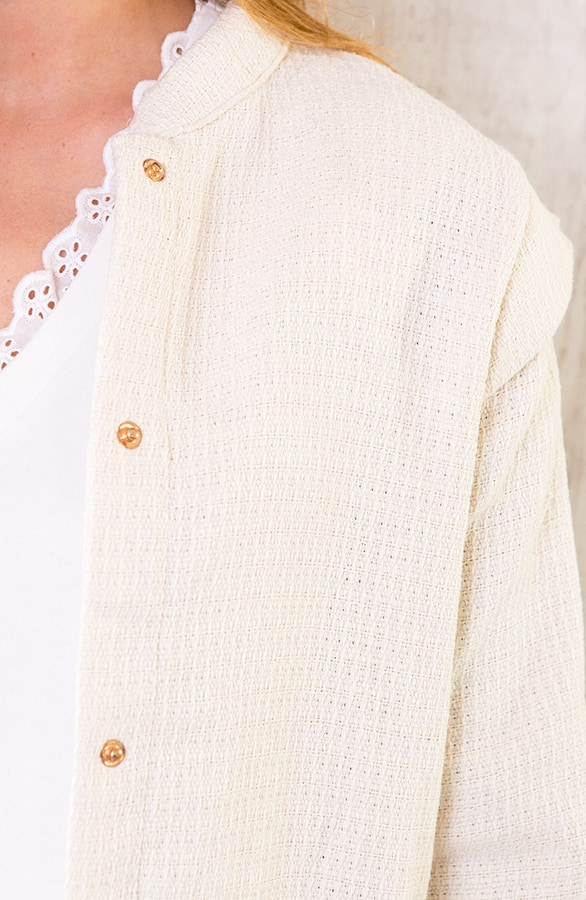 Bomber Jacket Button Creme – shoparchief, foto 6