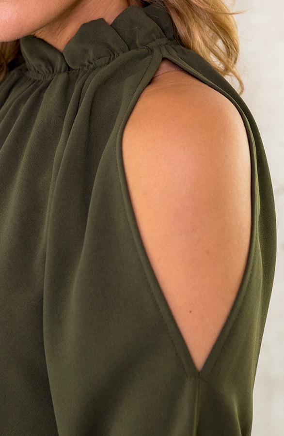 Cold Shoulder Blouse Army – shoparchief, foto 3