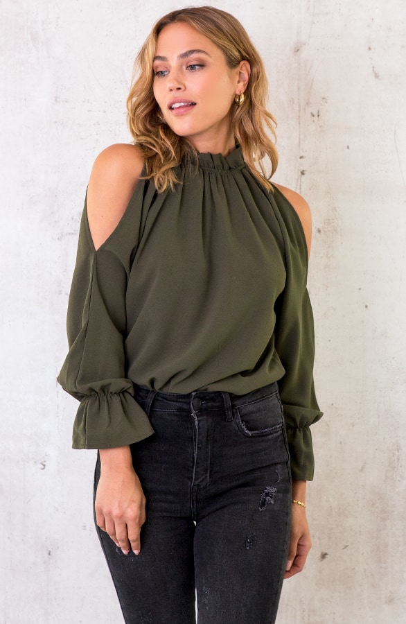 Cold Shoulder Blouse Army – shoparchief