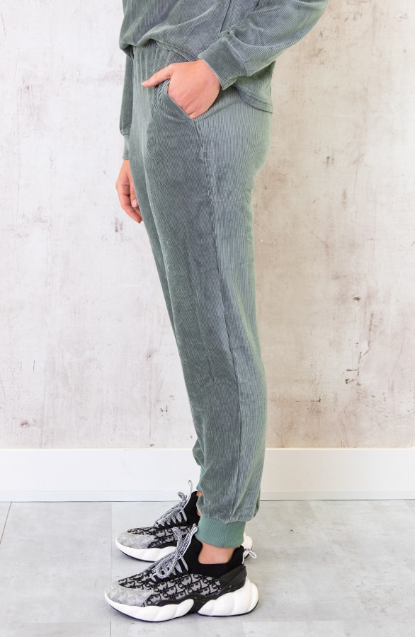 Corduroy Jogging Broek Dust Green – shoparchief, foto 3