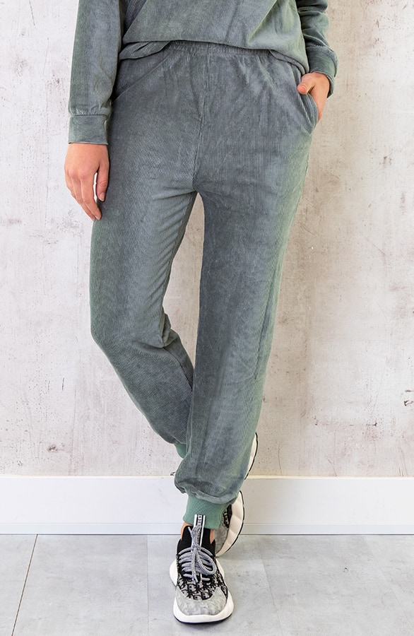 Corduroy Jogging Broek Dust Green – shoparchief, foto 2