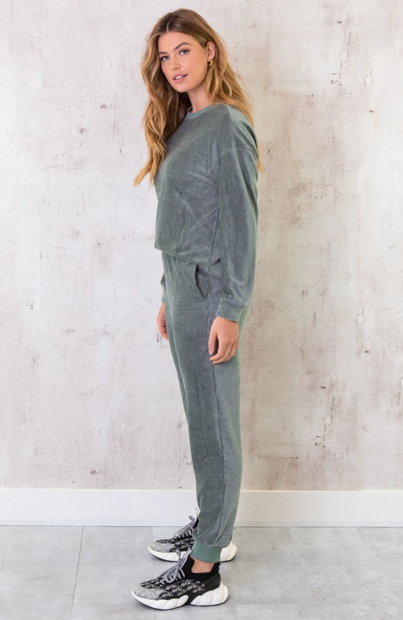 Corduroy Jogging Trui Dust Green – shoparchief, foto 4