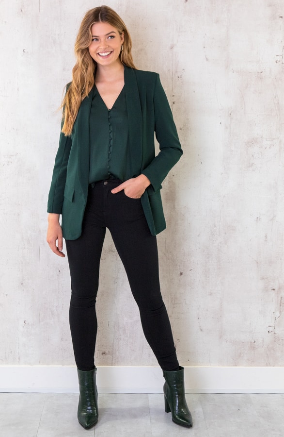 Silk Knopen Blouse Limited Smaragd – shoparchief, foto 8