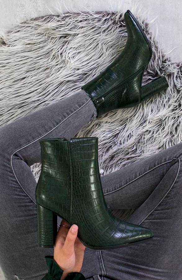 Enkellaarzen Croco Smaragdgroen – shoparchief