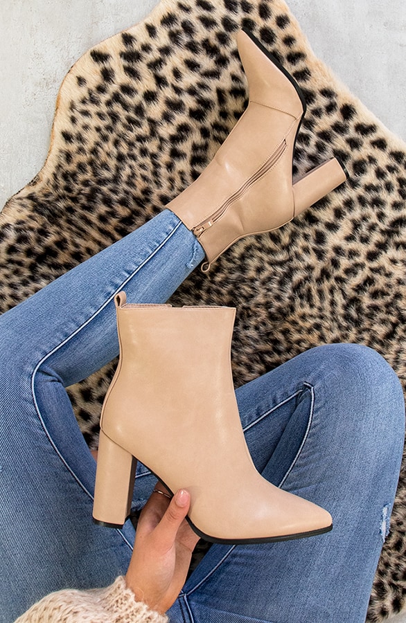 Stiefeletten Leder Beige, Shoparchiv