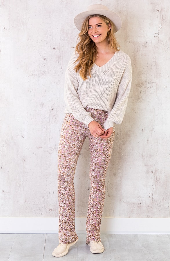 Flared Hose Blumen Beige, Shoparchiv, Foto 7