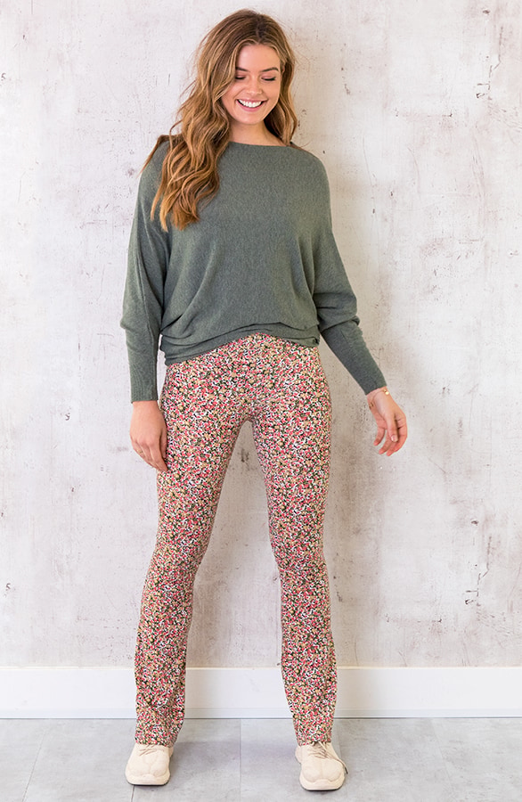 Flared Broek Floral Koraal – shoparchief, foto 2