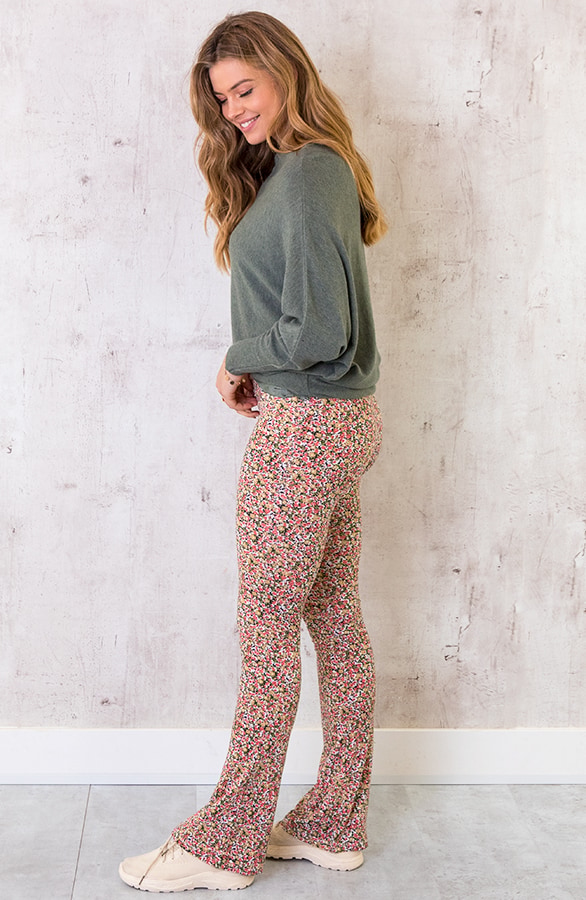 Flared Broek Floral Koraal – shoparchief, foto 4