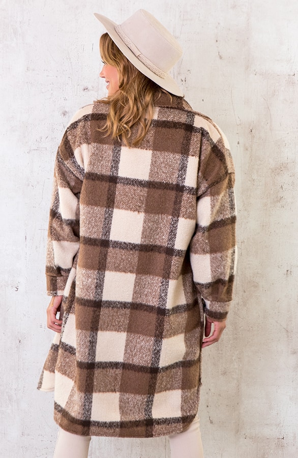 Geblokte Woven Jacket Dark Beige – shoparchief, foto 5
