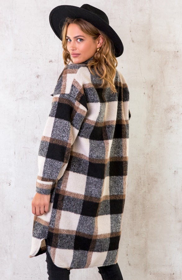 Geblokte Woven Jacket Zwart – shoparchief, foto 4