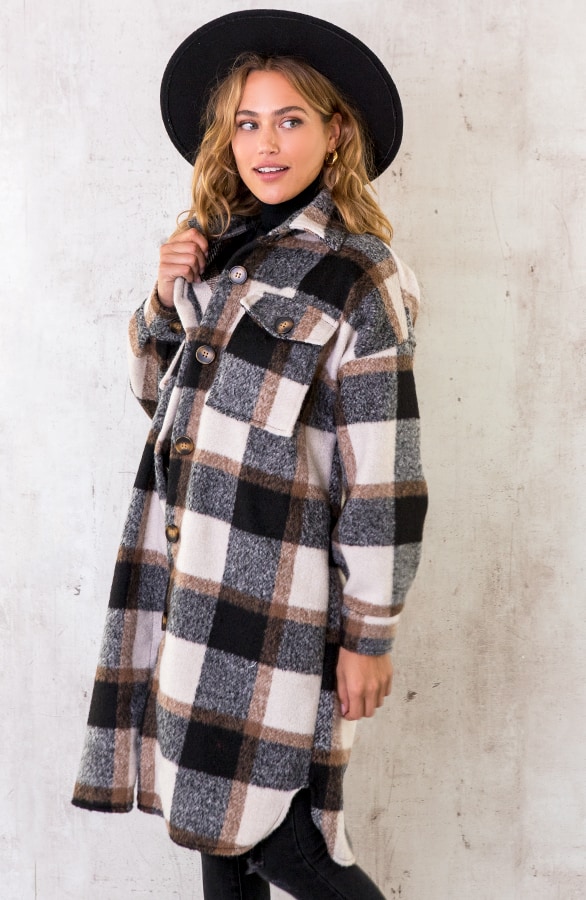 Geblokte Woven Jacket Zwart – shoparchief, foto 3