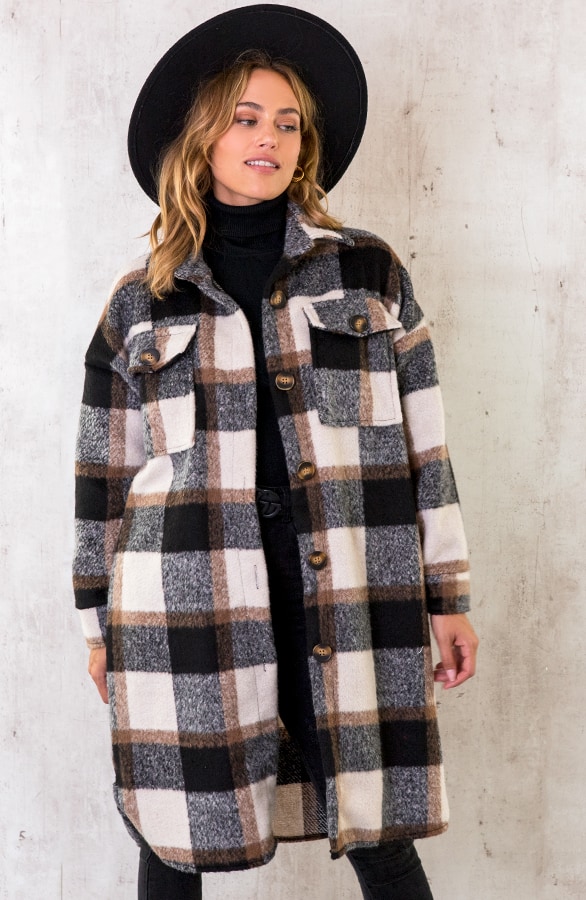 Geblokte Woven Jacket Zwart – shoparchief, foto 2