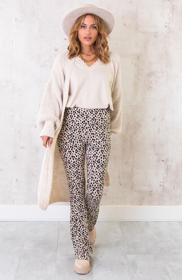 Kanten V-hals Ruffle Top Beige – shoparchief, foto 4