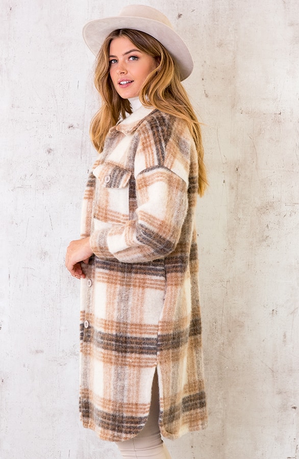 Karierter Wollmantel Camel, Shoparchiv, Foto 3