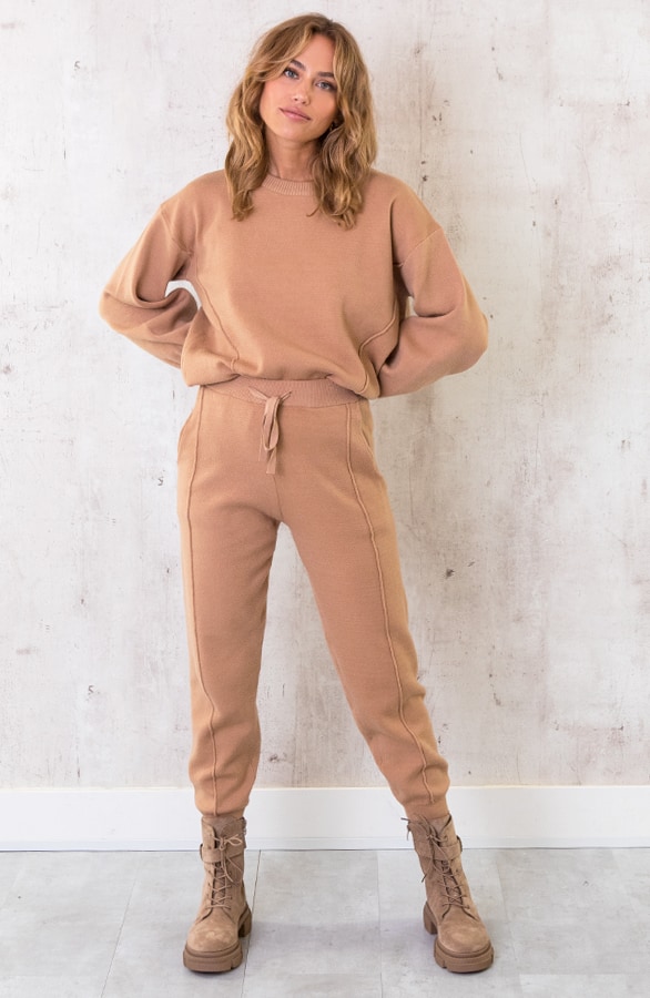 Jogging Broek Met Sierstiksel Camel – shoparchief, foto 3