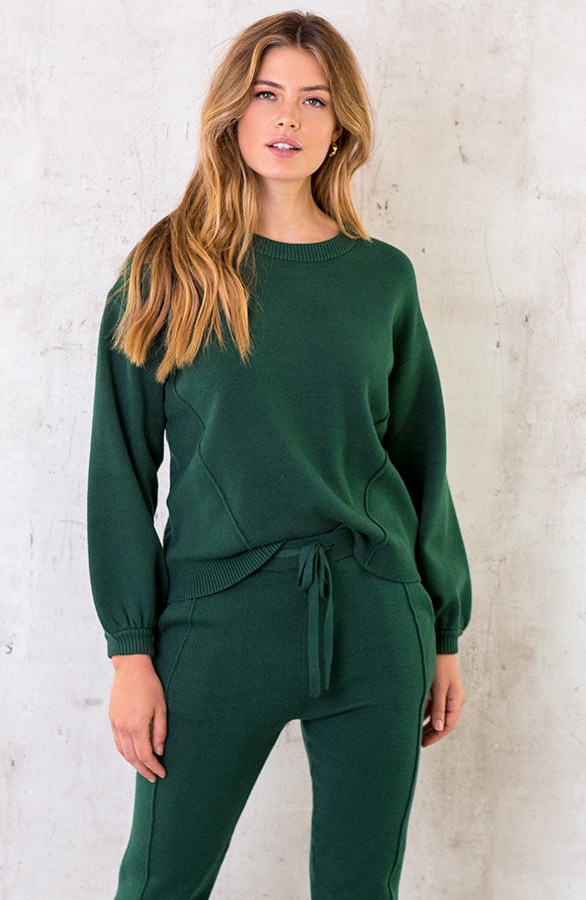Jogging Trui Met Sierstiksel Smaragd – shoparchief