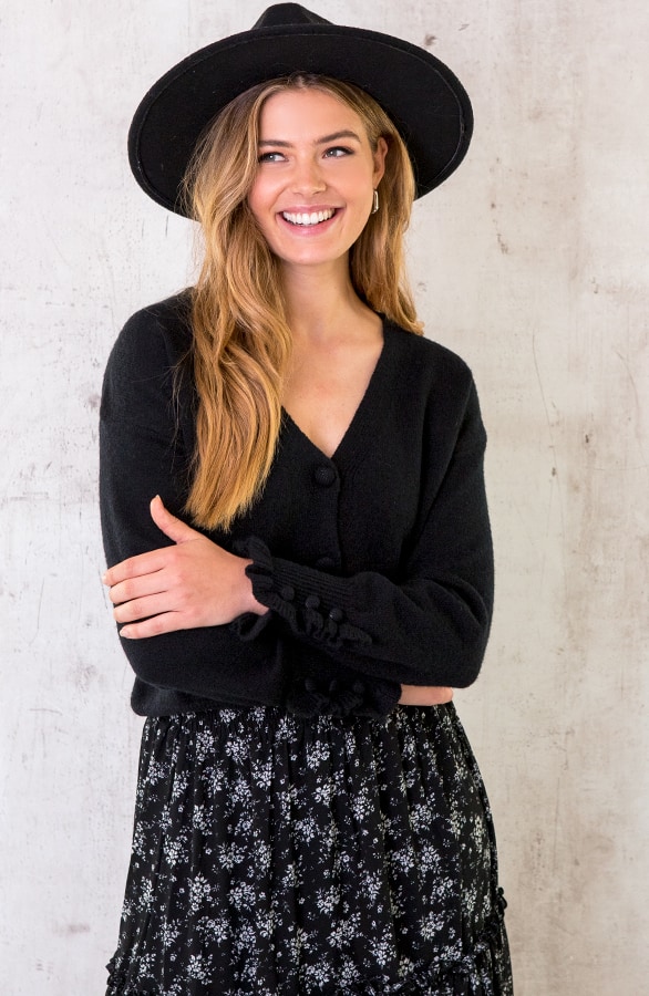 Knopen Ruffle Vest Zwart – shoparchief, foto 2