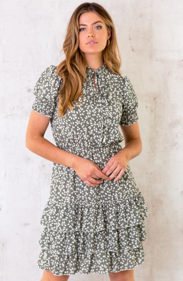 Laagjes Jurk Print Army – shoparchief