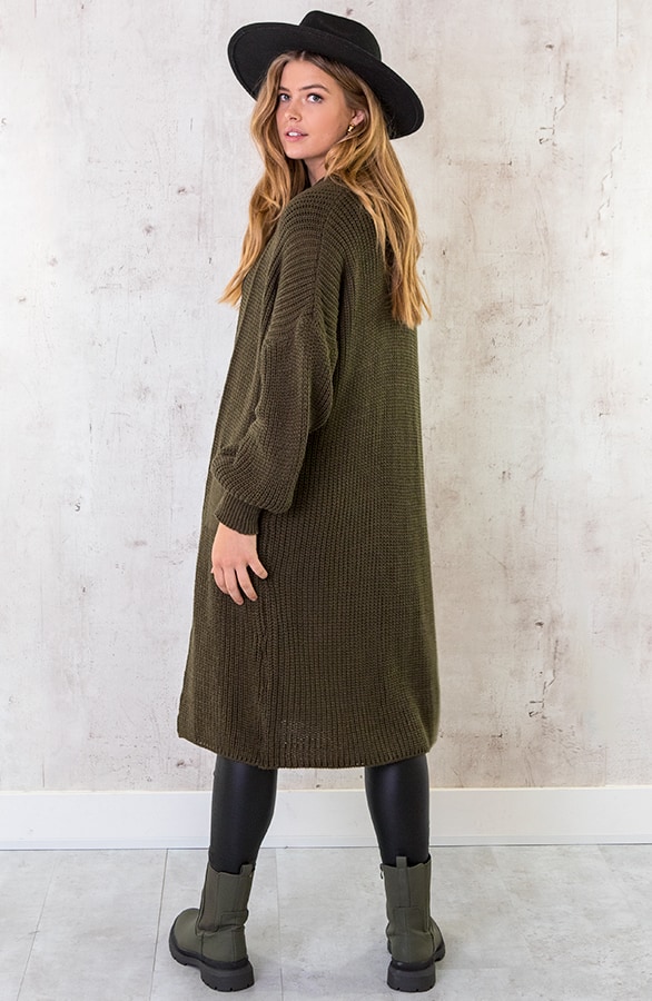 Lang Gehaakt Pocket Vest Army – shoparchief, foto 4