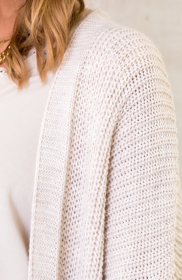 Lang Gehaakt Pocket Vest Beige – shoparchief, foto 4