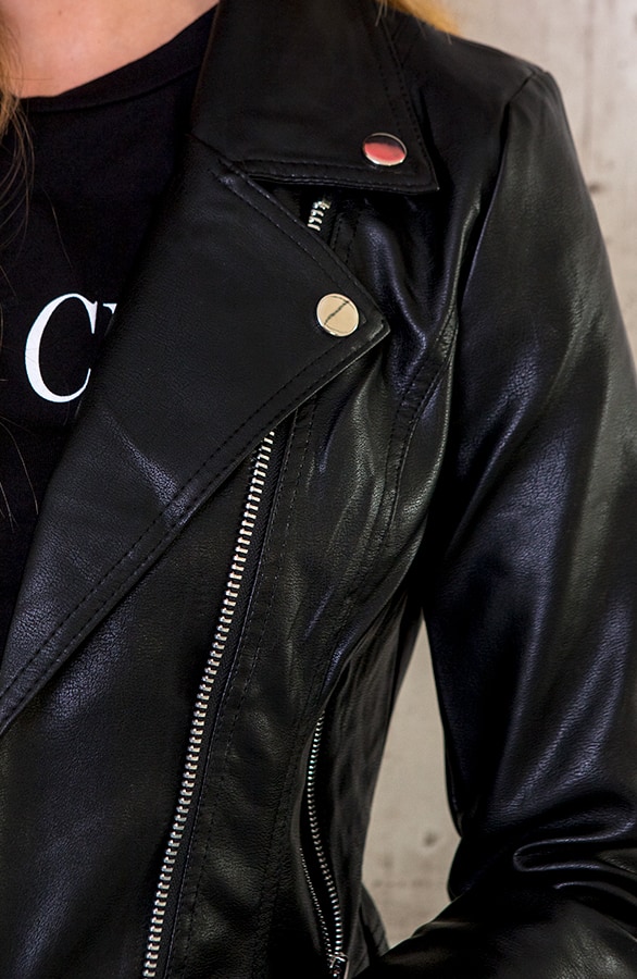 Leather Biker Jacket Black – shoparchief, foto 5