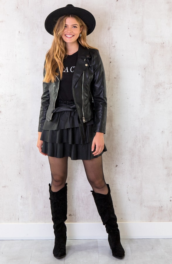 Leather Biker Jacket Black – shoparchief, foto 2