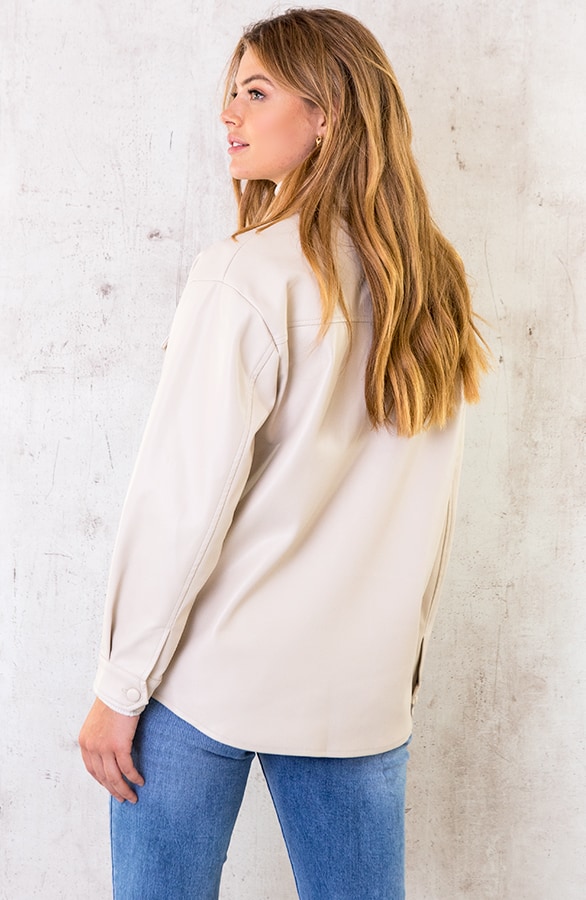 Leather Blouse Beige – shoparchief, foto 4