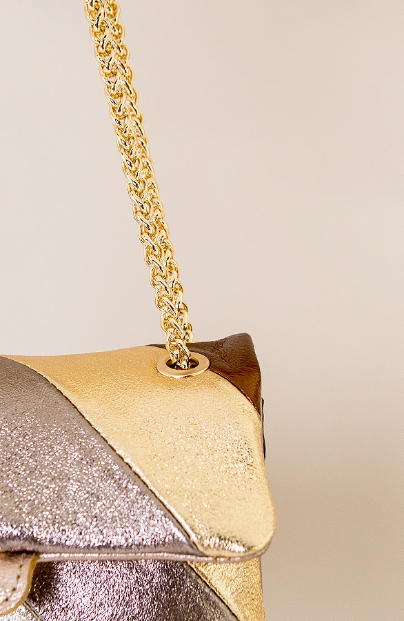 Leather Rainbow Chain Bag Small Beige – shoparchief, foto 3
