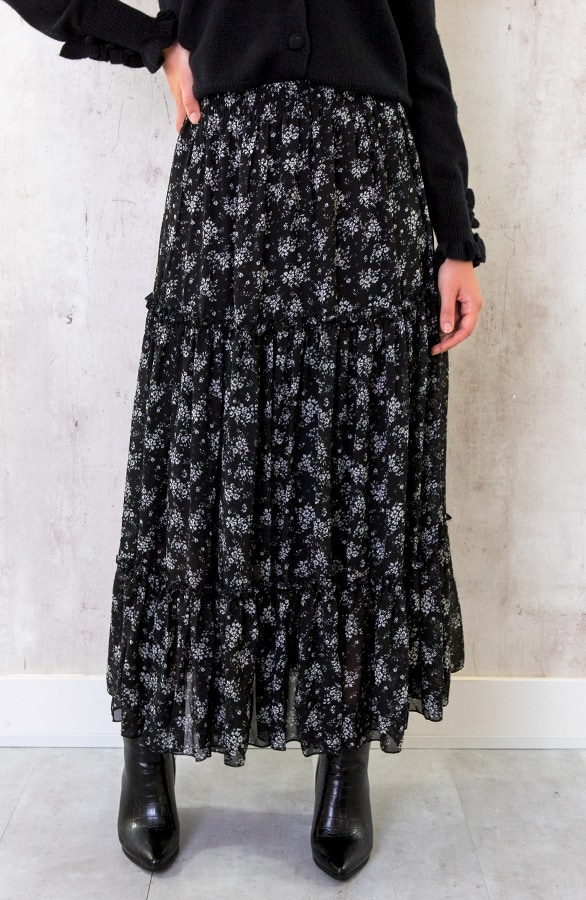 Maxi Bloemenprint Rok Zwart – shoparchief