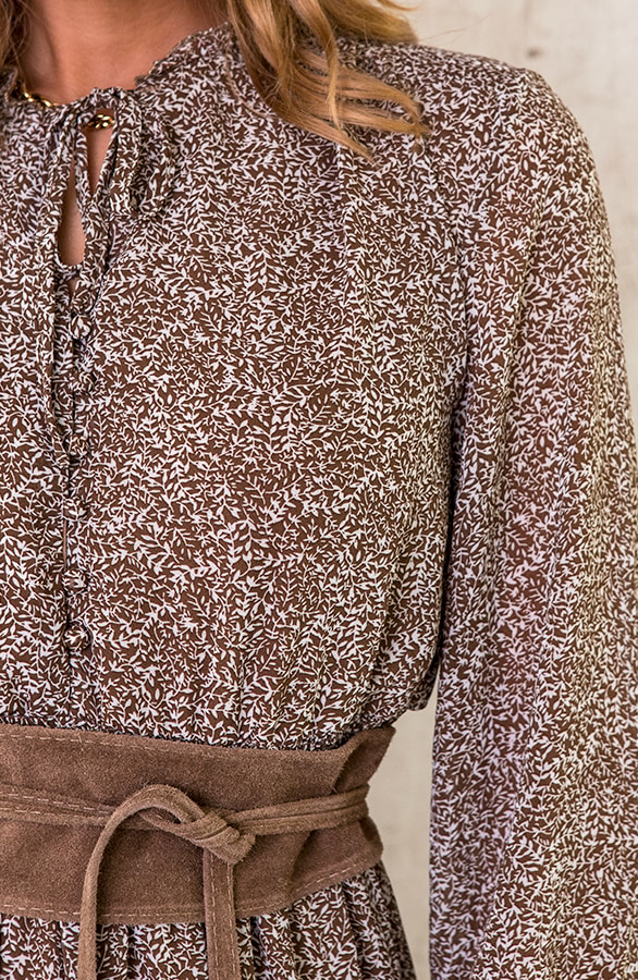 Maxi Print Lagen Jurk Bruin – shoparchief, foto 5