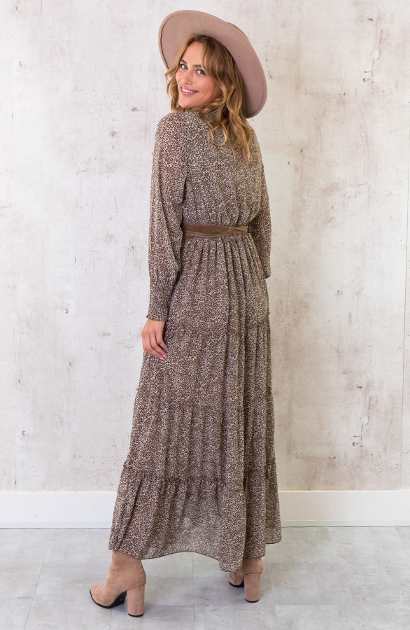 Maxi Print Lagen Jurk Bruin – shoparchief, foto 6