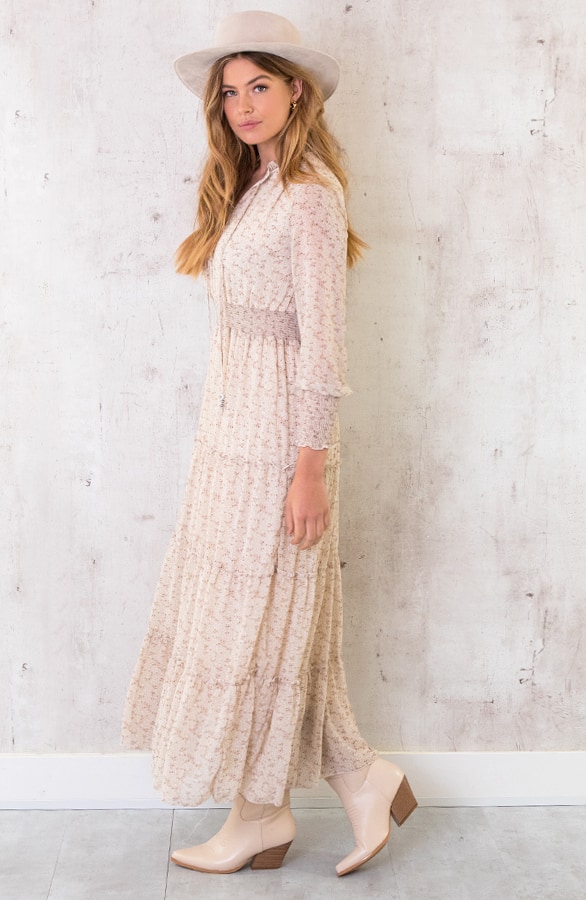 Maxi Print Lagen Jurk Creme – shoparchief, foto 3