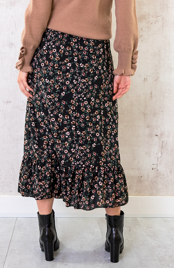 Midi Bloemenprint Rok Zwart – shoparchief, foto 7
