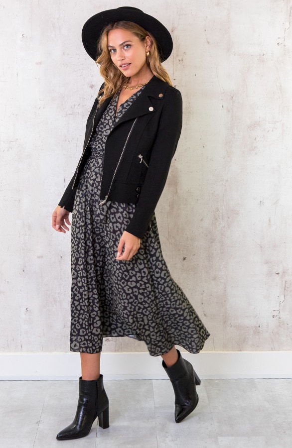 Midi Panterprint Jurk Zwart Army – shoparchief, foto 2