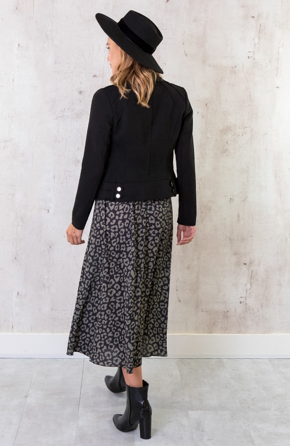 Midi Panterprint Jurk Zwart Army – shoparchief, foto 3