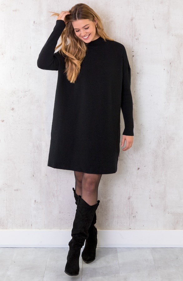 Oversized Knitted Dress Zwart – shoparchief, foto 3