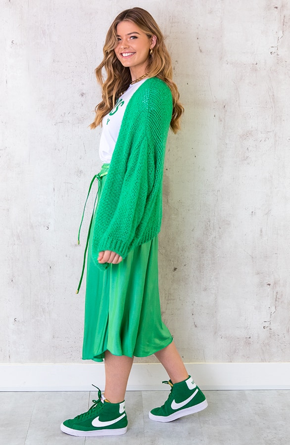 Midi Satijnen Rok Bright Green – shoparchief, foto 7