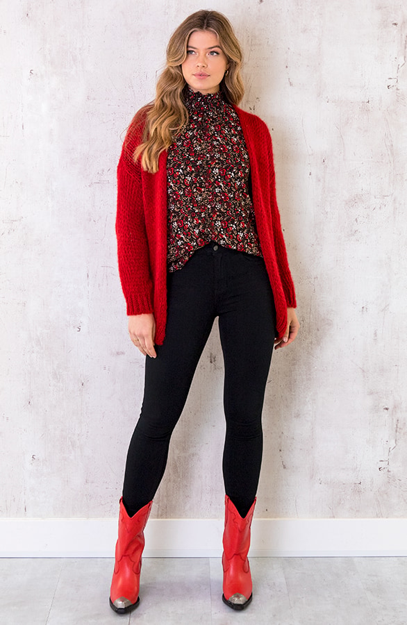 Oversized Knitted Vest Rood – shoparchief, foto 4
