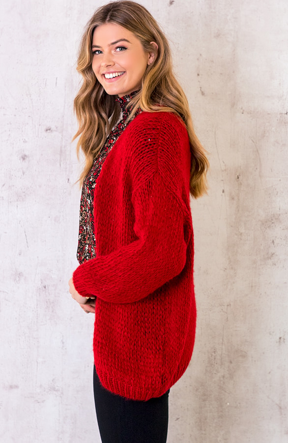 Oversized Knitted Vest Rood – shoparchief, foto 2