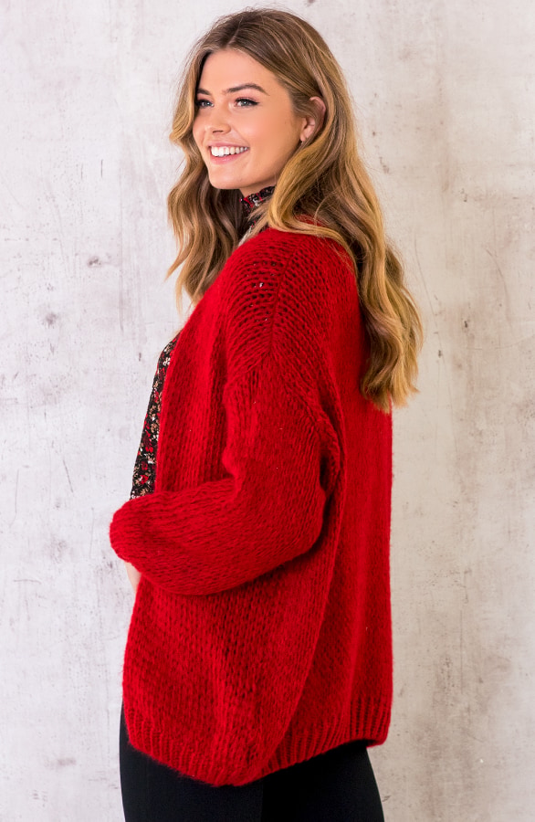 Oversized Knitted Vest Rood – shoparchief, foto 3