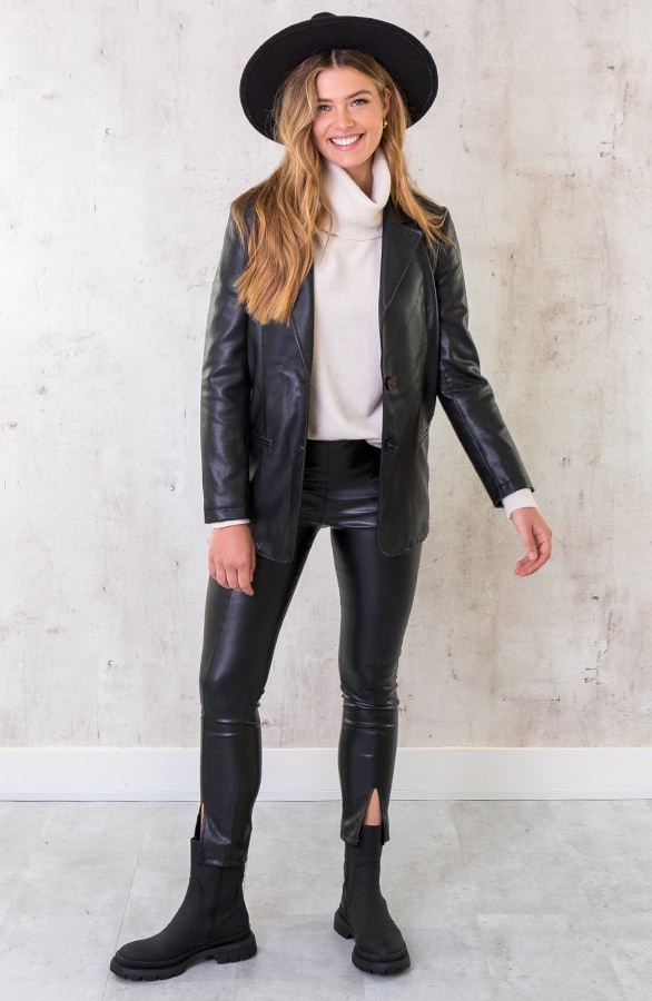 Oversized Leather Blazer Black – shoparchief, foto 5