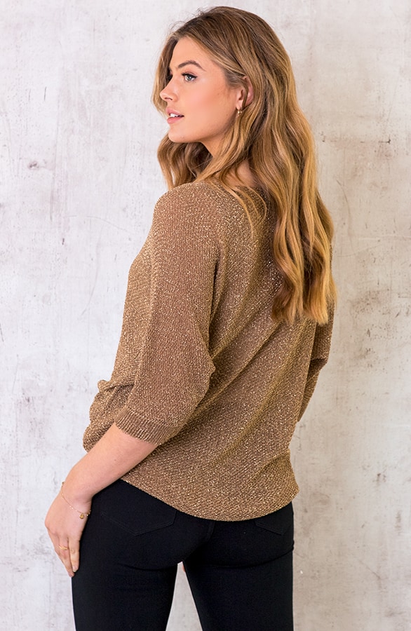 Oversized Lurex Top Brons – shoparchief, foto 3