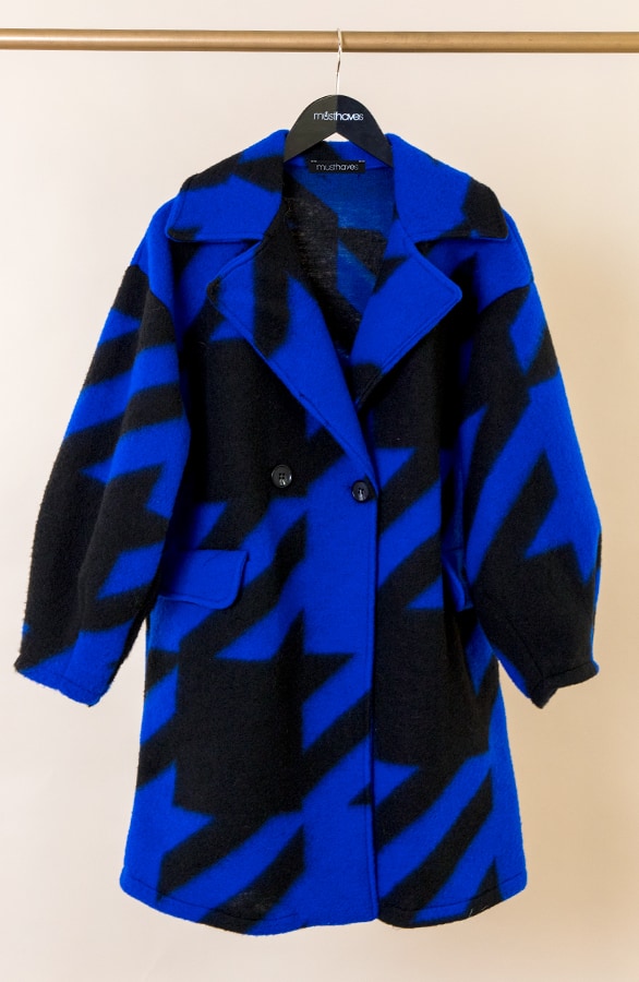 Oversized Woven Coat Kobalt – shoparchief, foto 5