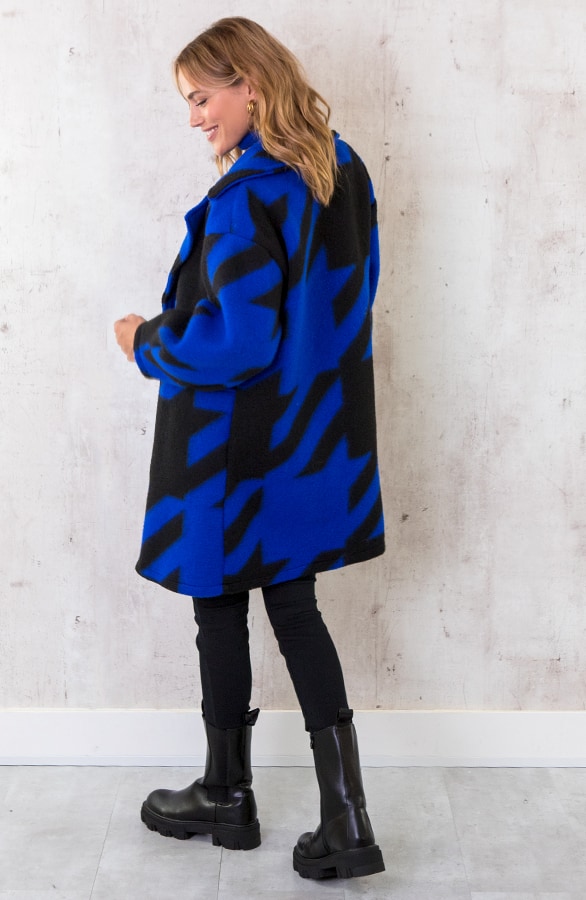 Oversized Woven Coat Kobalt – shoparchief, foto 3