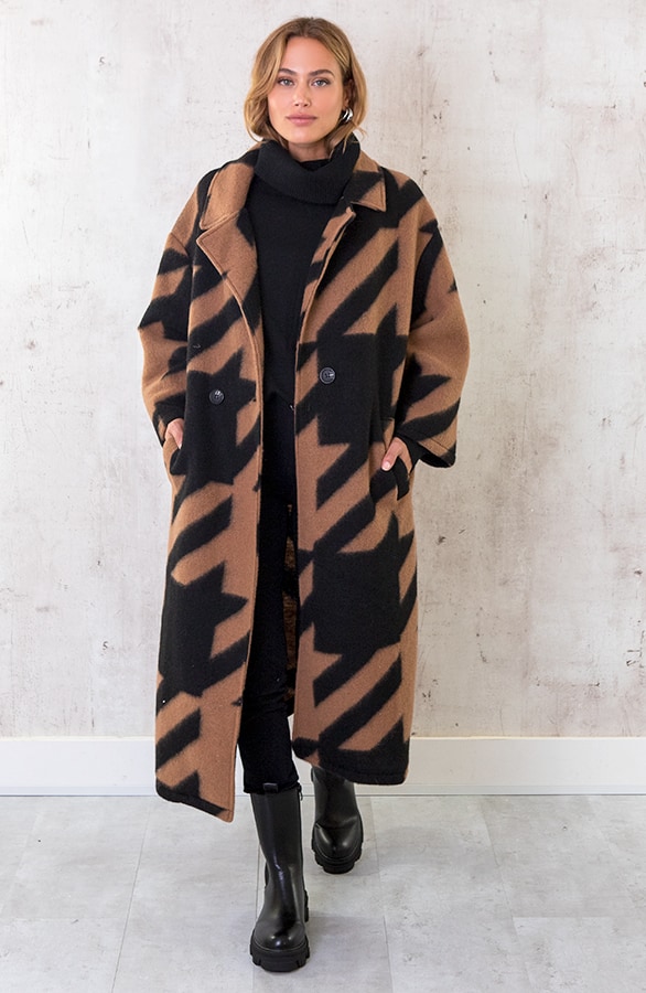 Oversized Woven Coat Long Camel – shoparchief