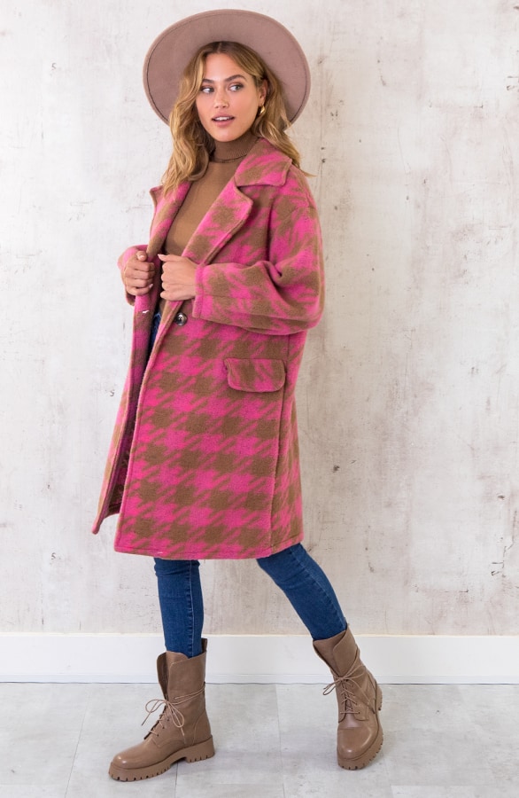 Oversized Woven Coat Roze – shoparchief
